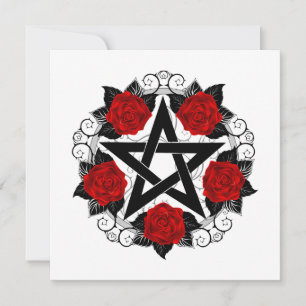 Cartão De Festividades Pentagrama com Rosas vermelhas