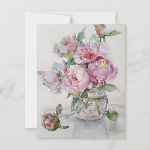Cartão De Festividades Peões Em Vaso Límpido Em Aquarelas