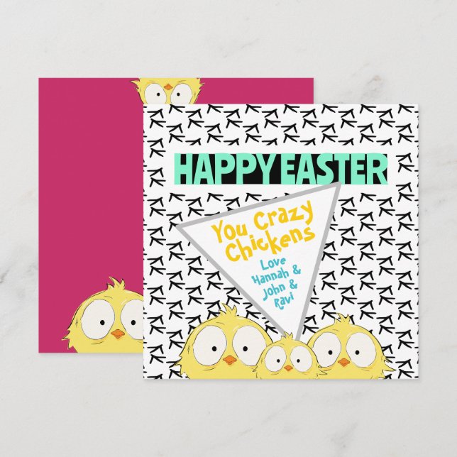 Cartão De Festividades Peppy "Felz pascoa, Seus Frangos Loucos" (Frente/Verso)