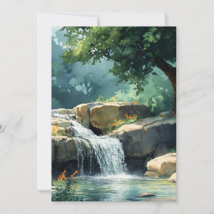 Cartão De Festividades Pequena Cachoeira em Aquarela