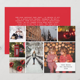 Cartão De Festividades Pequena Fita Multi Foto Vermelho Natal