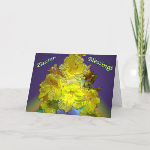 Cartão De Festividades Pequena Páscoa de Lillies Amarelos