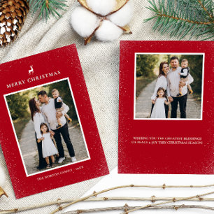 Cartão De Festividades Pequena Reindeer Simples Flocos de Neve Personaliz