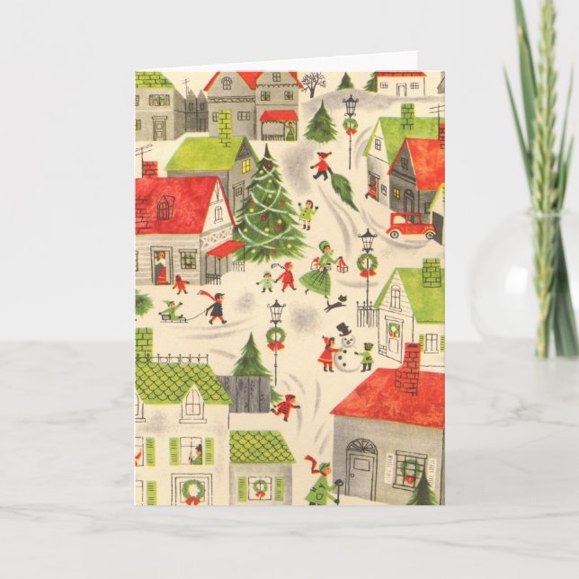 Cartão De Festividades Pequena Vila de Natal (Frente)