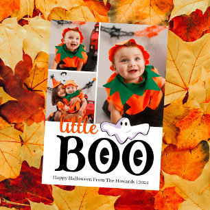 Cartão De Festividades Pequeno Boo! Foto da Família Spooky Cute Halloween