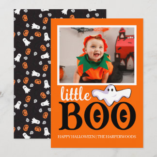 Cartão De Festividades Pequeno Boo! Foto de família assustadoramente fofa