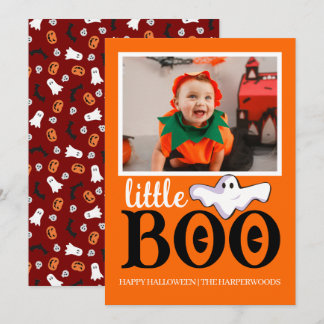 Cartão De Festividades Pequeno Boo! Foto de família assustadoramente fofa
