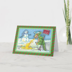 Cartão De Festividades PEQUENO DRAGÃO MELHORANDO E MOSTRANDO Vazio NEVE E