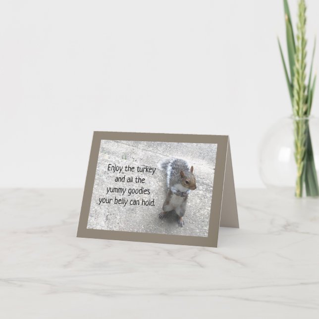 Cartão De Festividades Pequeno Esquilo Bonito com Ação de Graças Fluffy (Frente)