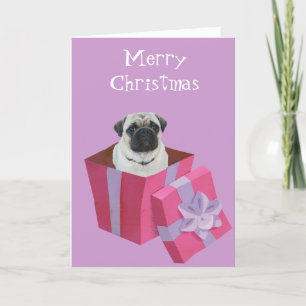 Cartão De Festividades Pequeno Pug Bonito Presente