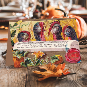 Cartão De Festividades Perdão de Perus Vintage de Ação de Graças