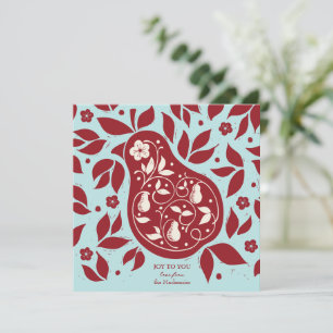 Cartão De Festividades Perdiz da Pereira - vermelho cranberry