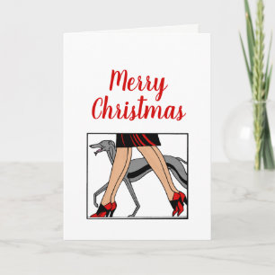 Cartão De Festividades Pernas Art Deco Mulheres Greyhound Whippet Cão R