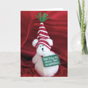 Cartão De Festividades Perseguir Flocos de Neve