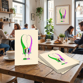 Cartão De Festividades Personagem de desenho animado de coração do Dia do