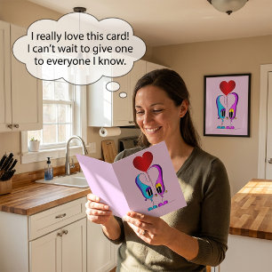 Cartão De Festividades Personagem de Desenho Animado do Dia dos Namorados