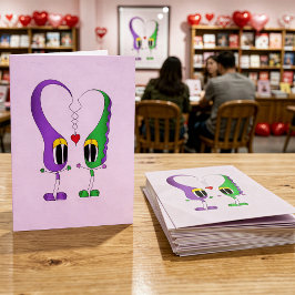 Cartão De Festividades Personagem de desenho animado do dia dos namorados