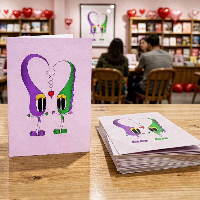 Cartão De Festividades Personagem de desenho animado do Dia dos Namorados (Here's a great card for Valentine's Day or any time of the year!)