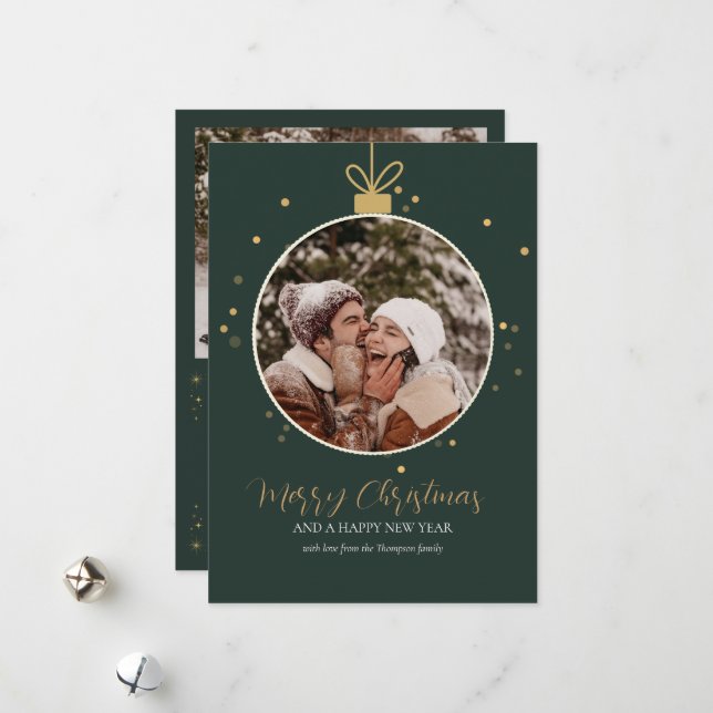 Cartão De Festividades Personalised luxury modern family photo Christmas  (Frente/Verso In Situ)