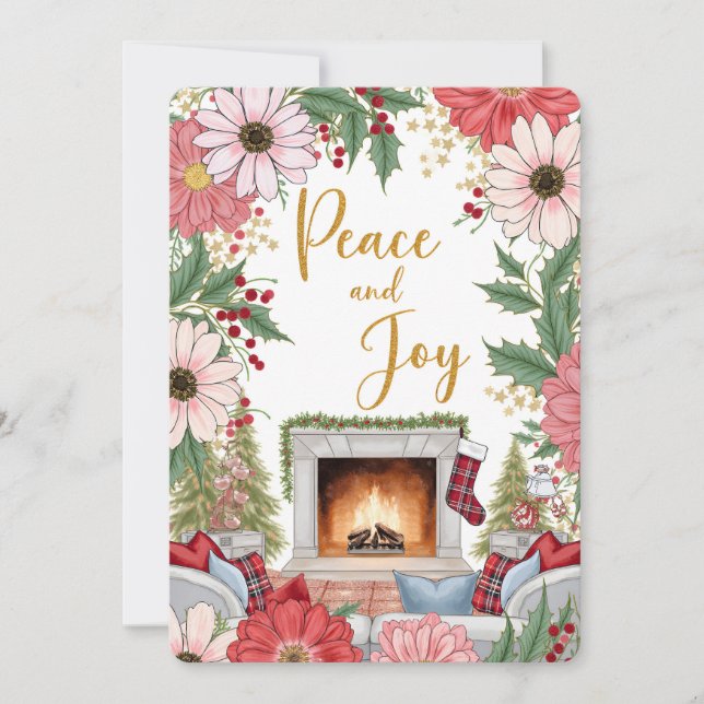Cartão De Festividades Personalizable Vintage  Flat Holiday Card  (Frente)