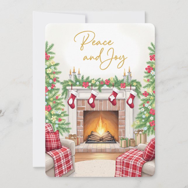 Cartão De Festividades Personalizable Vintage  Flat Holiday Card  (Frente)