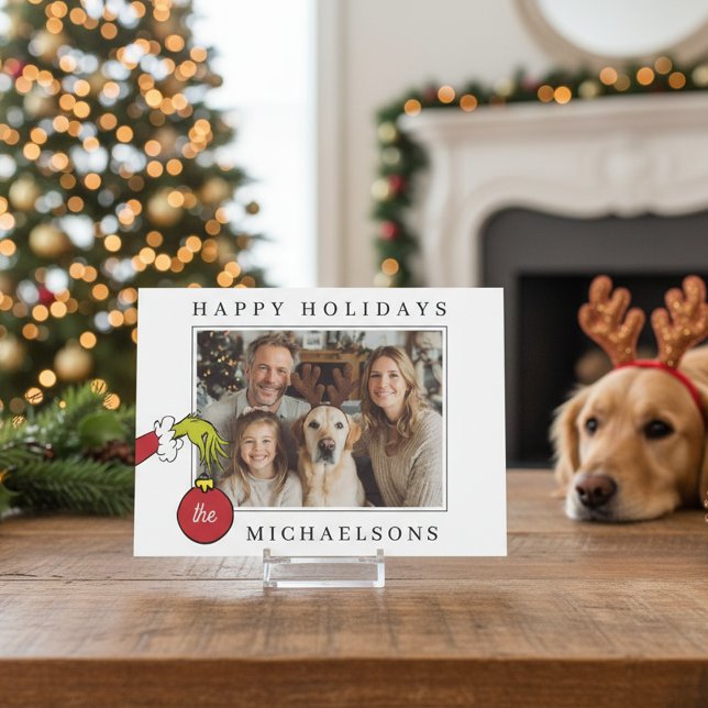 Cartão De Festividades Personalizada A Foto Do Ornamento De Retenção Grpo (Criador carregado)