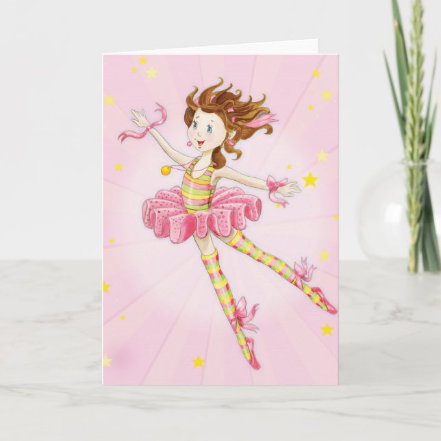 Cartão De Festividades Personalizada a Pão-Rosa Ballerina Gift (Frente)