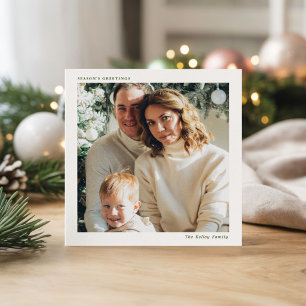 Cartão De Festividades Personalizado com Foto Única Quadrada Minimalista