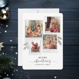 Cartão De Festividades Personalizado da Família Natal de Colagem de Fotos