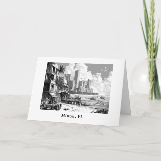 Cartão De Festividades Personalizado Do viagem Miami FL (Frente)