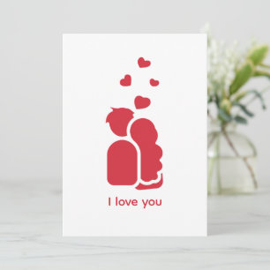 Cartão De Festividades Personalizado Marca Vermelha Branco Simples Casal