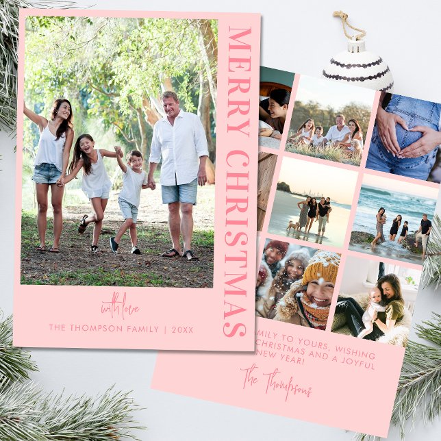 Cartão De Festividades Personalizado Moderno 10 Fotos da Família Minimali (Criador carregado)