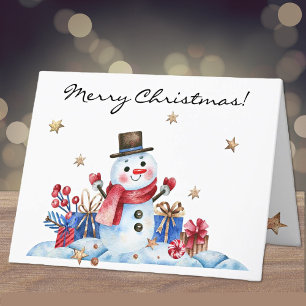 Cartão De Festividades Personalizado, Retro Snowman Bravo Feliz Natal