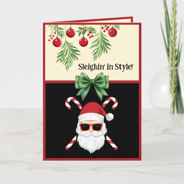 Cartão De Festividades Personalizado "Sleighin' in Style!" Saudação de Na (Frente)