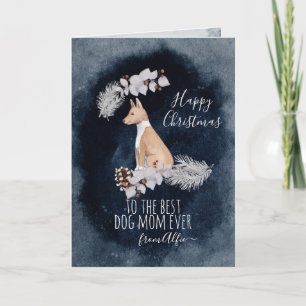 Cartão De Festividades Personalizado Watercolor Basenji Mãe Natal