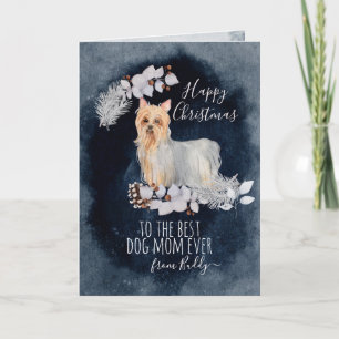 Cartão De Festividades Personalizado Yorkshire Terrier Mãe Natal