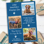 Cartão De Festividades Personalizar 3 Fotografias Collage Pet Dog Year em<br><div class="desc">Apresentando nossa mais nova coleção de cartões de natal, perfeita para amantes de os animais e donos de animais de estimação! Nossas cartas de "Ano Maravilhoso Pawsitivamente" mostram seus familiares peludos de uma maneira fofa, moderna e engraçada. Estas cartas são na moda e festivas, com uma colagem fotográfica de seus...</div>