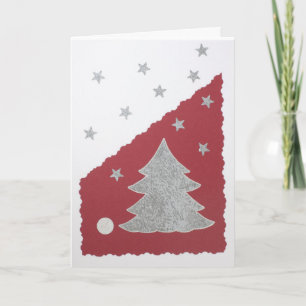 Cartão De Festividades Personalizar árvore de Natal prateada