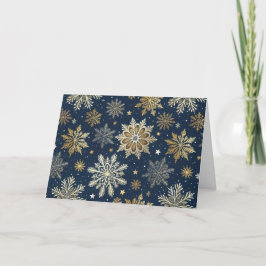 Cartão De Festividades Personalizar Flocos de Neve Modernos Azul Marinho