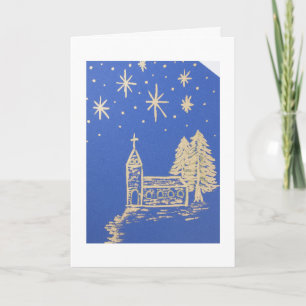 Cartão De Festividades Personalizar, igreja de Natal, estrelas