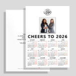 Cartão De Festividades Personalizar logotipo Foto White Calendar 2026 Bus<br><div class="desc">Eleve seus cartões de natal com nosso Calendário de Placas Planas de Feriado de Férias de Férias de Negócios, Branco e Moderno, elegante e minimalista. Este sofisticado design vertical permite que você apresente uma foto favorita da equipe e seu logotipo personalizado na frente, combinando profissionalismo com um toque pessoal. O...</div>
