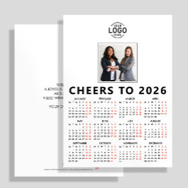 Cartão De Festividades Personalizar logotipo Foto White Calendar 2026 Bus