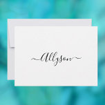 Cartão De Festividades Personalizar Nome do Script & Mensagem, Branco<br><div class="desc">Personalize seu Nome em Texto de Script Preto e mensagem (ou deixe em branco) em fundo branco. Clique em “Personalizar” para alterar as cores e estilos de letra.</div>