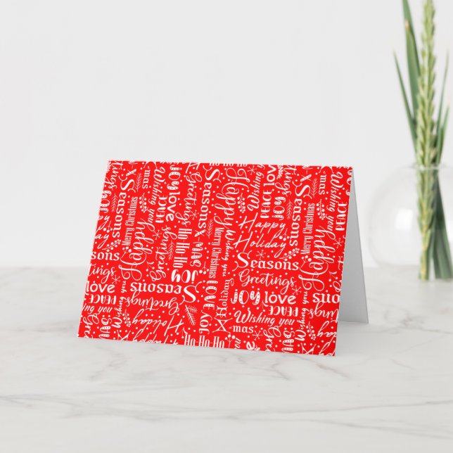 Cartão De Festividades Personalizar o Script W/Natal Vermelho e Branco Mo (Frente)