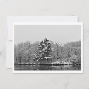 Cartão De Festividades Personalize Inverno Sempre Verde em Preto e Branco