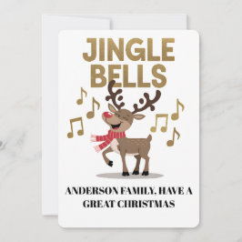 Cartão De Festividades Personalize Jingle Bells Singing Reindeer