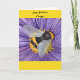 Cartão De Festividades Personalize NAME Bee Honeybee Birthday Card