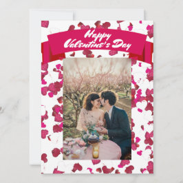Cartão De Festividades Personalize o Namorados Rosa Sweetheart com Foto d