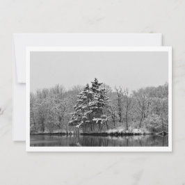 Cartão De Festividades Personalize Winter Evergreen in Black and White