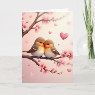 Cartão De Festividades Personalized Bird Couple Valentine